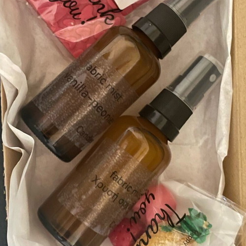 Fabric spray set with vanilla, peonias and golden orchid scents