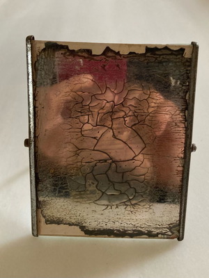 Minimalist mirror with double table frame, refurbished, mid-20th century design