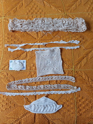 Lace samples for knitting used