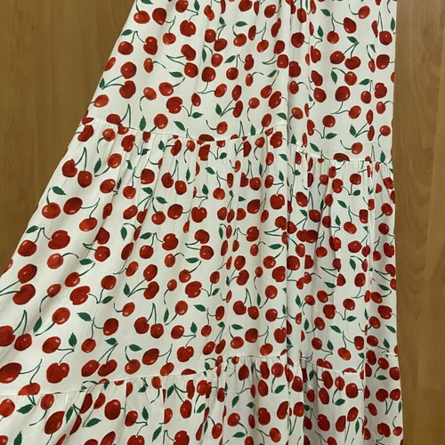 Dress with cherries new, one size, beige and red