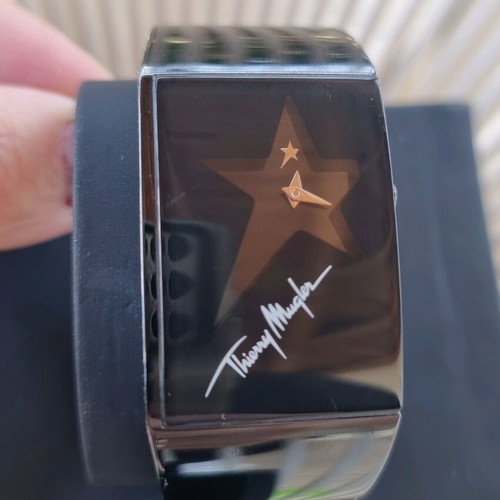 Thierry Mugler wristwatch like new, black stainless steel bracelet