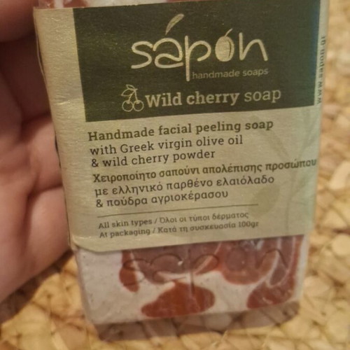 Peeling soap with Greek virgin olive oil and wild cherry powder new