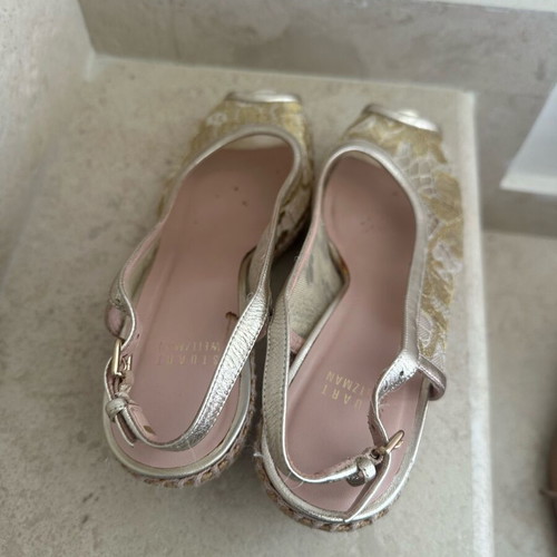 Stuart Weitzman εσπαντρίγιες μεταχειρισμένες, χρυσή δαντέλα, νούμερο 40