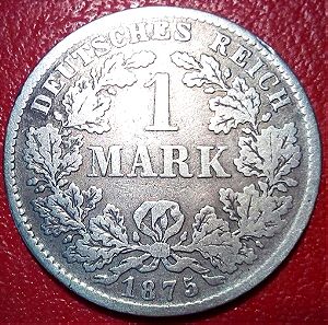1 Mark 1875  ,  GERMAN  EMPIRE  , silver