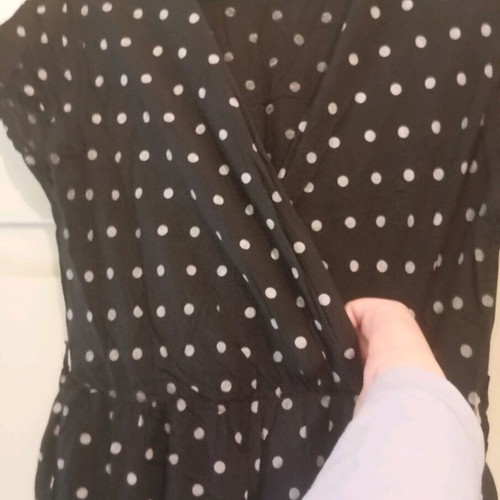 Maxi dress black polka dot like new, medium, cotton summer