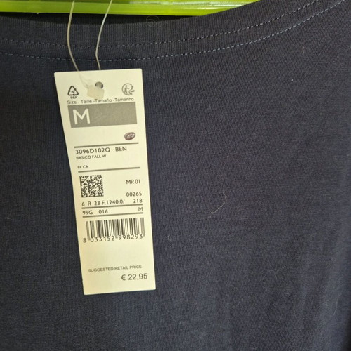 Benetton blue cotton blouse size M new