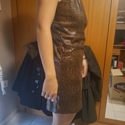 Mini leather dress Mango like new, brown, size M