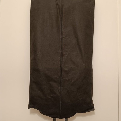 Leather suede coat used, Italian, large, charcoal color with removable fur collar