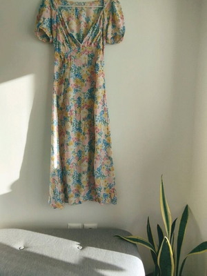 Midi dress Stradivarius S used, multicolor with opening and neckline