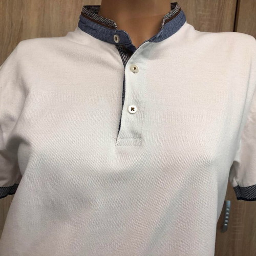 Inditex blouse, white and blue, size S