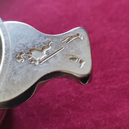 Silver-plated utensils used, bowl and plate with handmade carving