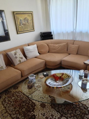 Corner sofa used with glass table gift, salmon color, 3.50x2.50m