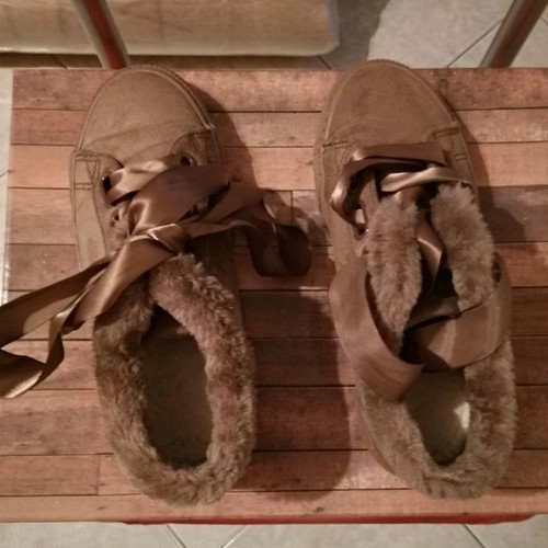 Velvet lace-up shoes used, brown, size 36