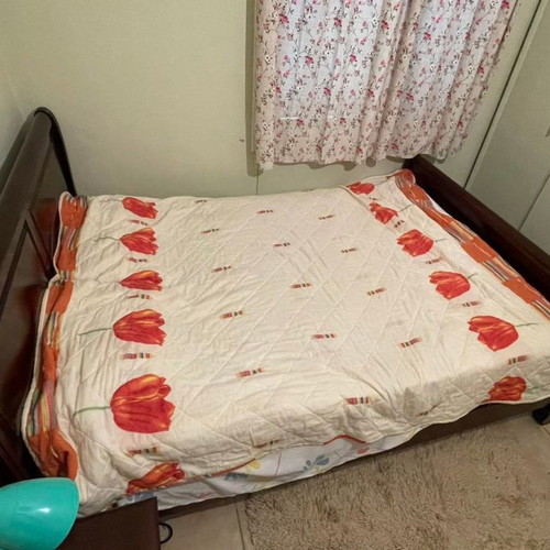 Bedroom set with double bed, two nightstands and dresser with mirror Varagkis like new