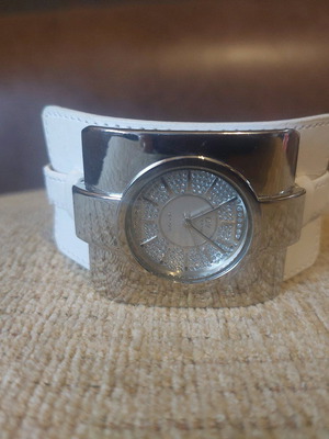 White silver women's watch used with white strap
