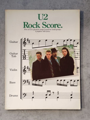 U2 Rock Score Sheet Music used, original 1988 print