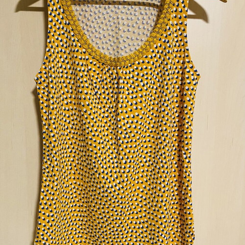 Sfera Yellow Polka Dot Sleeveless Cotton Blouse New