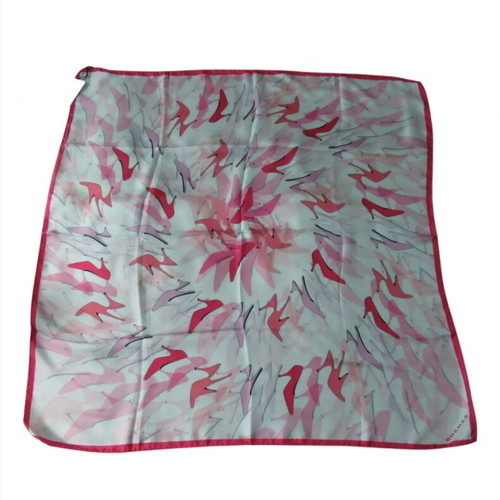Rochas silk scarf like new, white and pink, 87x87 cm