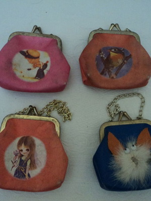 Girls' wallets used, set of 4, vintage