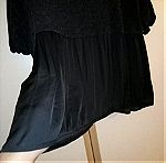  Μπλούζα κοντομάνικη σε συνδυασμό υφασμάτων, χρώμα ανθρακί με μαύρο, Large