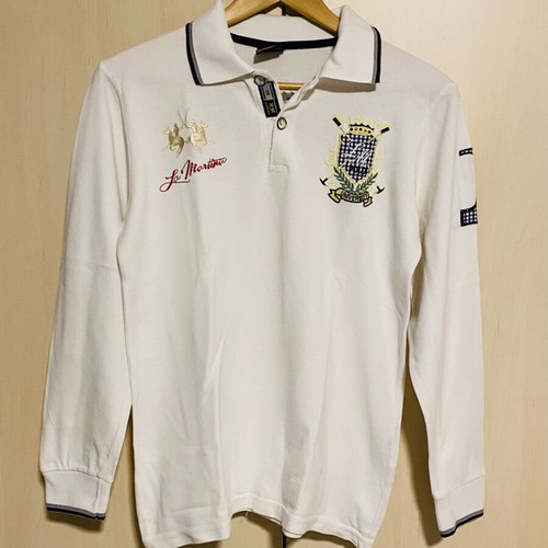 La Martina cotton pique women's polo shirt, white, size M