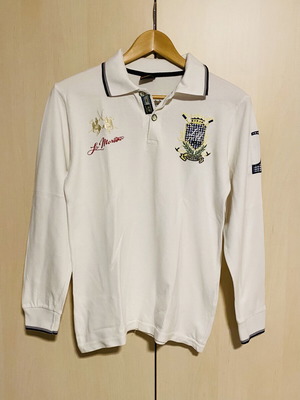 La Martina cotton pique women's polo shirt, white, size M