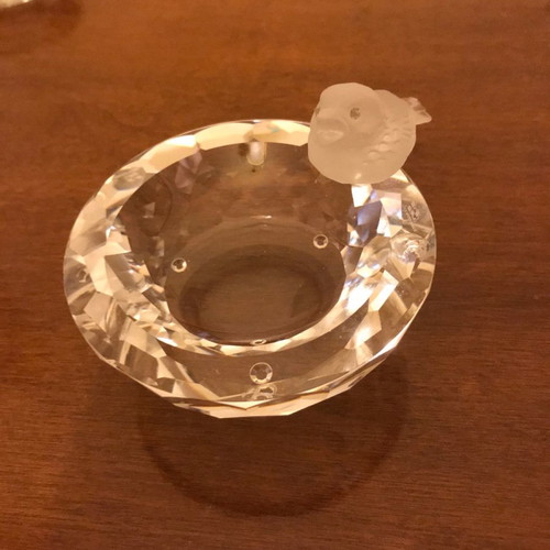 Swarovski ashtray used, crystal with bird decoration