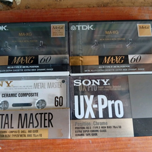 Sealed audio cassette tapes pack of 4, type IV and II metal