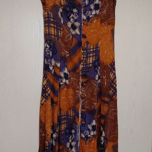 Maxi dress sleeveless in brown and blue, like new