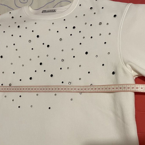 Zara blouse with silver and black rhinestones, fleece interior, like new, size M