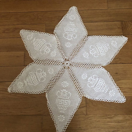 Cretan Handmade Vintage Star-Shaped Table Linen like new, cotton