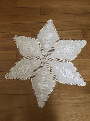 Cretan Handmade Vintage Star-Shaped Table Linen like new, cotton
