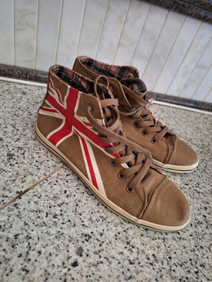 High leather sneakers used, size 39, brown