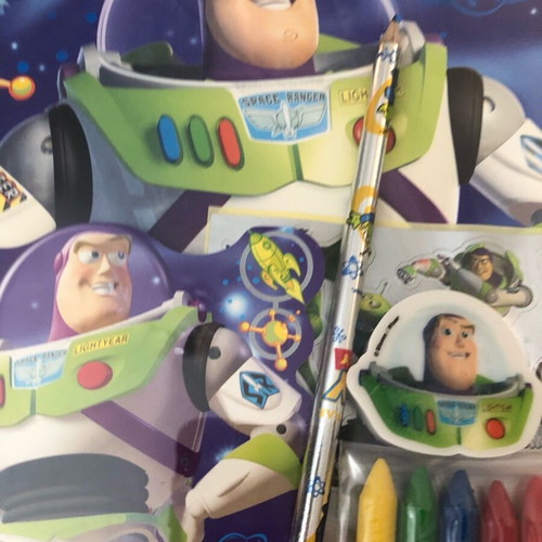 Toy Story 2 Buzz Lightyear set with sketchbook, notebook, crayons, pencil, eraser and stickers new vintage