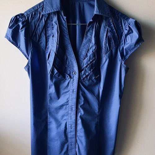 Toi&Moi short-sleeve cotton shirt blue size M like new