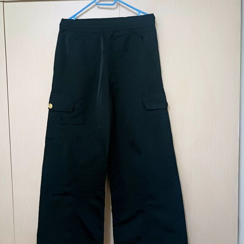 Pinko black pants with gold buttons, loose fit, size S