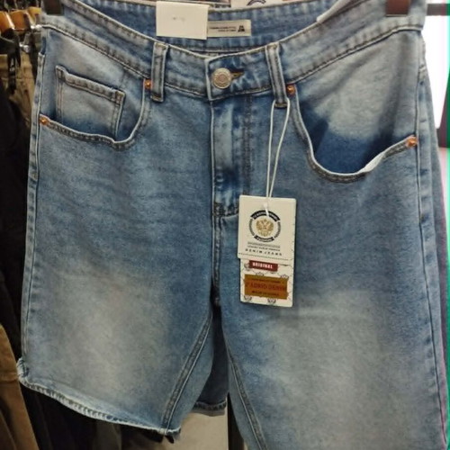 Men's denim bermuda shorts wide leg elastic KG5863-4 new, light blue