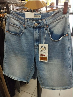 Men's denim bermuda shorts wide leg elastic KG5863-4 new, light blue