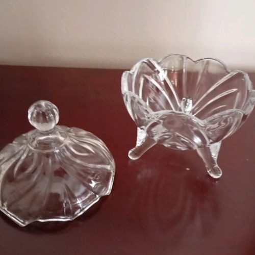 Crystal footed bowls new, set of two