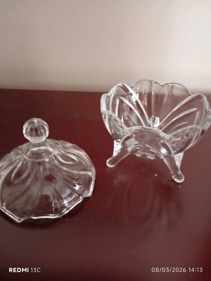 Crystal footed bowls new, set of two