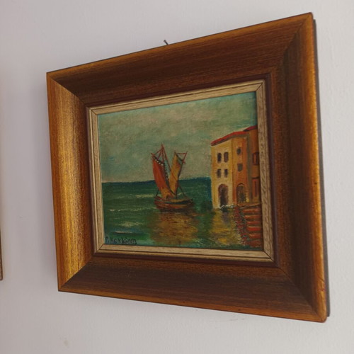 Painting used, 30x26 cm with solid wood frame