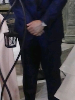 Wedding suit like new, deep intense blue, with vest and bow tie