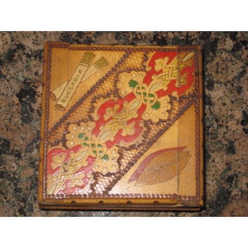 Wooden tobacco box used, traditional from Bulgaria 11x11 cm