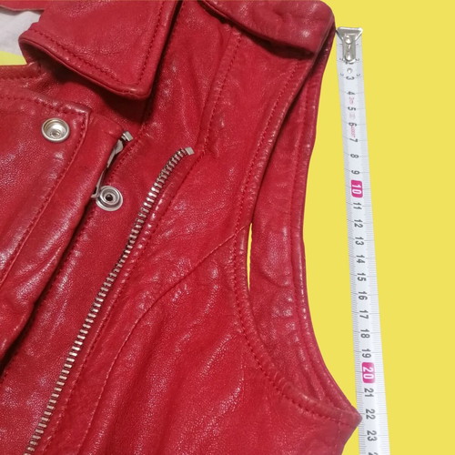 Freaky Nation red leather vest used, rock retro style