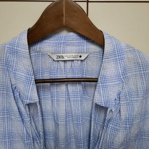Zara cotton shirt XL like new, blue-white
