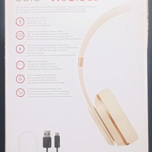 Beats Solo³ Wireless Headphones used, rose gold color