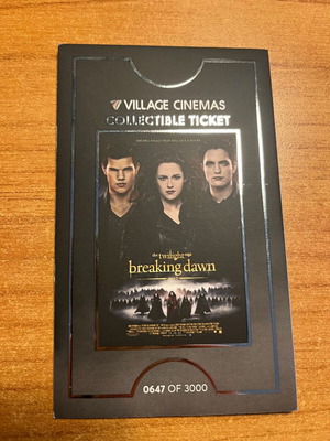 Collectible ticket Village Cinemas Twilight Breaking Dawn new