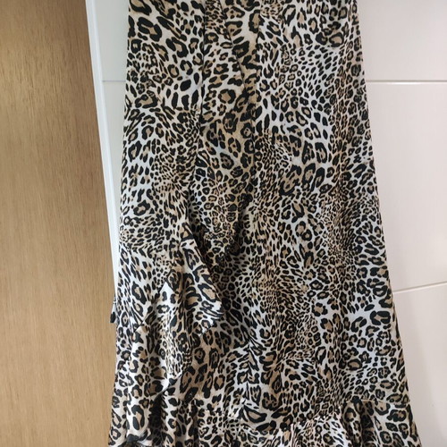 Wrap satin leopard skirt like new, black and beige