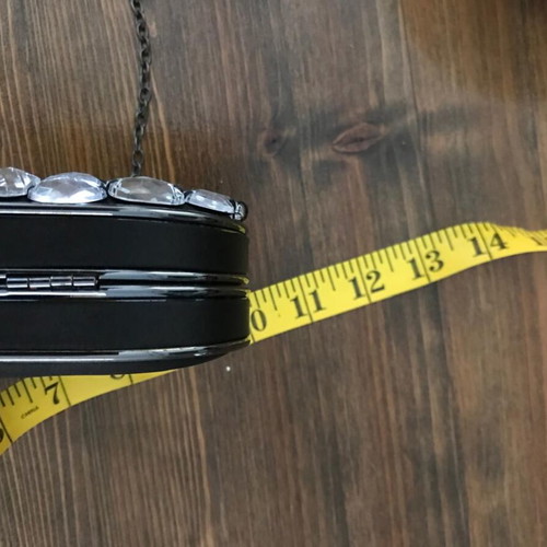 Evening bag with shiny stones shoulder type like new, black and silver