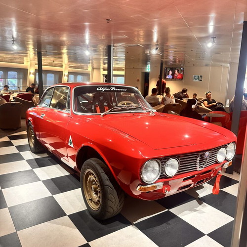 Alfa Romeo Giulia GT compact car, 1977, red